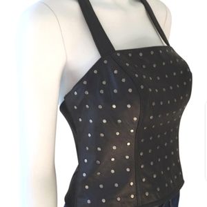 Harley Davidson Black Leather Halter Bustier